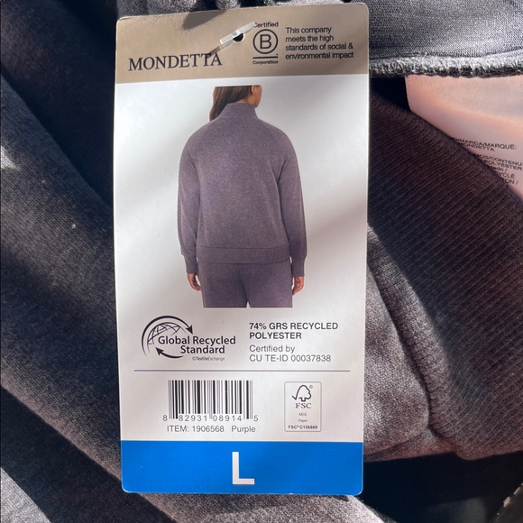 Mondetta Purple Recycled Polyester Jacket woman’s large NWT - Picture 2 of 8